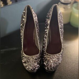 Madden Girl Sparkling Silver Sequin Heels